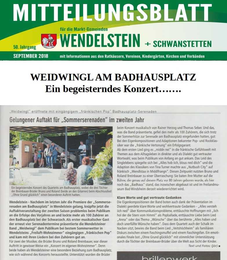 Weidwingl am Badhausplatz - Mitteilungsblatt